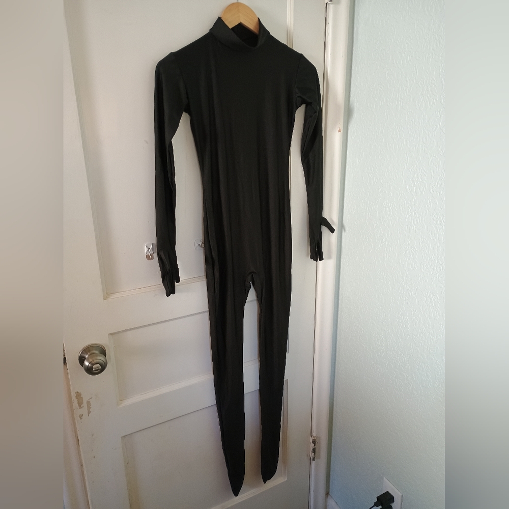 WOLF UNITARD Catsuit, High Mock Neck Full Body, Skinny, Footed Jumpsuit